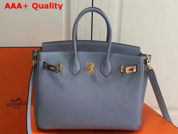 Hermes Birkin 25 with Shoulder Strap Light Blue Togo Leather Replica