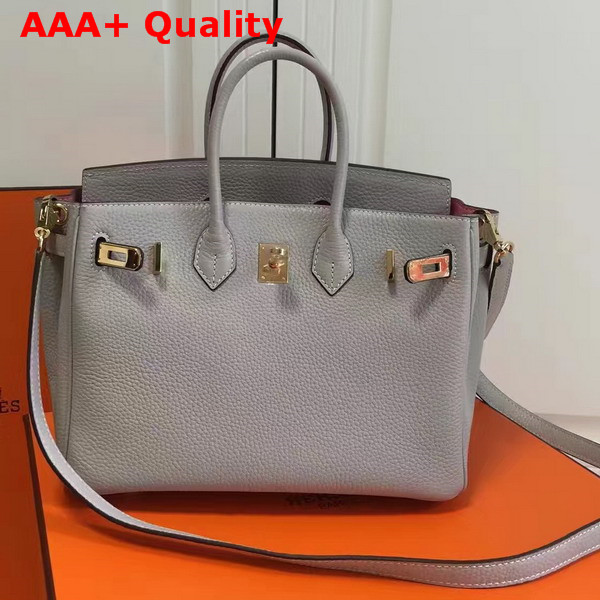 Hermes Birkin 25 with Shoulder Strap Light Grey Togo Leather Replica