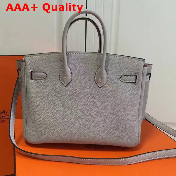 Hermes Birkin 25 with Shoulder Strap Light Grey Togo Leather Replica