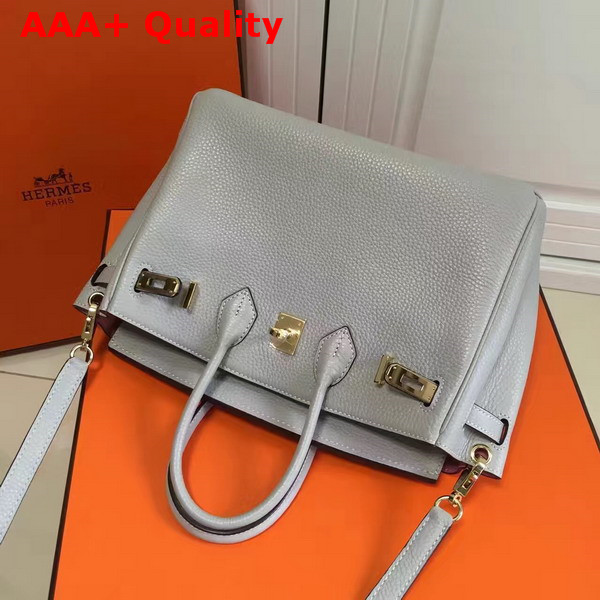 Hermes Birkin 25 with Shoulder Strap Light Grey Togo Leather Replica