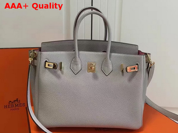 Hermes Birkin 25 with Shoulder Strap Light Grey Togo Leather Replica