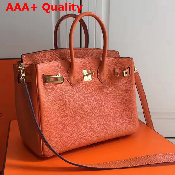 Hermes Birkin 25 with Shoulder Strap Orange Togo Leather Replica