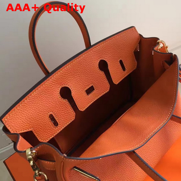 Hermes Birkin 25 with Shoulder Strap Orange Togo Leather Replica