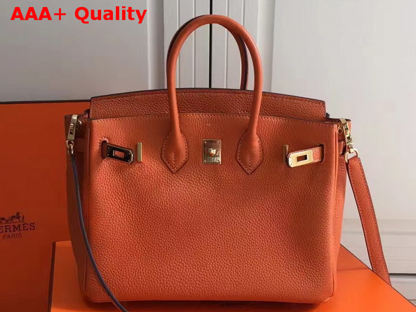 Hermes Birkin 25 with Shoulder Strap Orange Togo Leather Replica