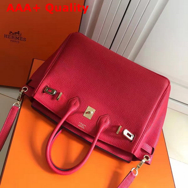 Hermes Birkin 25 with Shoulder Strap Red Togo Leather Replica