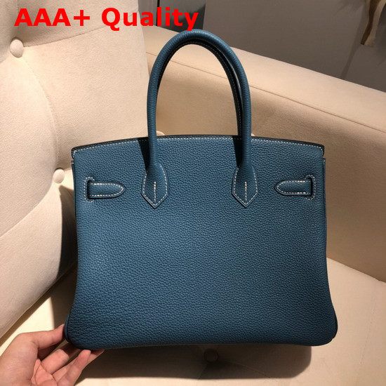 Hermes Birkin 30 Bag Blue Togo Calfskin Hand Stitching Replica