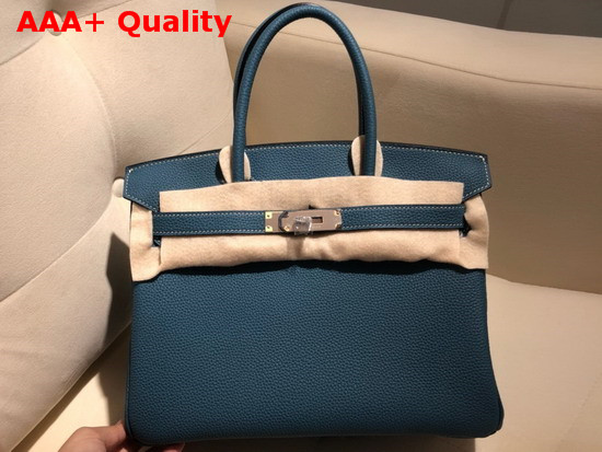 Hermes Birkin 30 Bag Blue Togo Calfskin Hand Stitching Replica