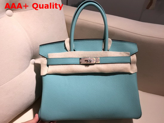 Hermes Birkin 30 Bag in Sky Blue Togo Calfskin Hand Stitching Replica