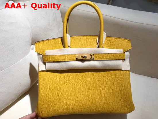 Hermes Birkin 30 Bag in Yellow Togo Calfskin Hand Stitching Replica