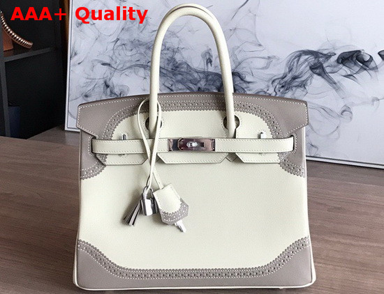 Hermes Birkin 30 Beige and Gray Swift Calfskin Replica