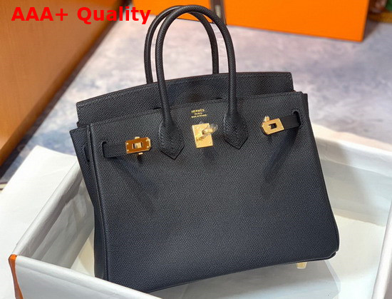 Hermes Birkin 30 Black Epsom Calfskin Replica