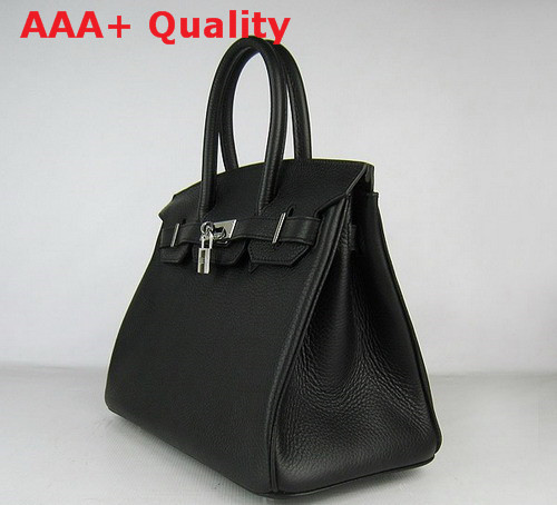 Hermes Birkin 30 Black Leather Silver Lock Replica