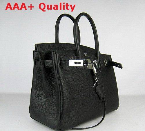 Hermes Birkin 30 Black Leather Silver Lock Replica