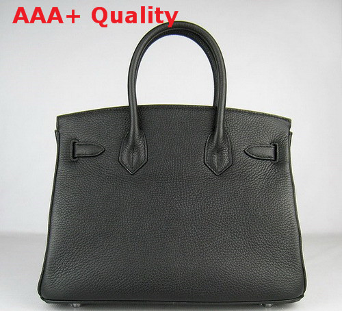 Hermes Birkin 30 Black Leather Silver Lock Replica