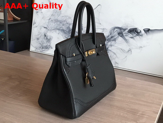 Hermes Birkin 30 Black Togo Calfskin and Lace Swift Calfskin Replica