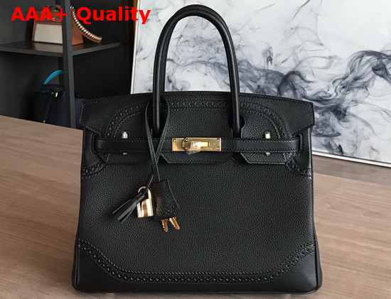 Hermes Birkin 30 Black Togo Calfskin and Lace Swift Calfskin Replica