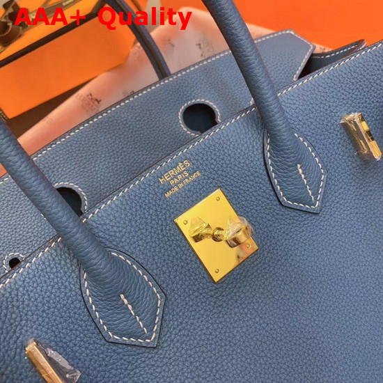 Hermes Birkin 30 Mid Blue Togo Calfskin Replica