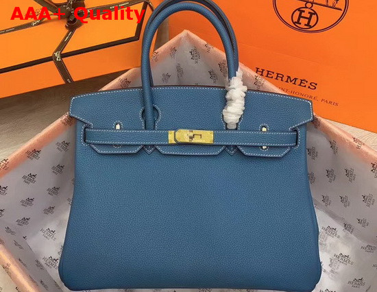 Hermes Birkin 30 Mid Blue Togo Calfskin Replica