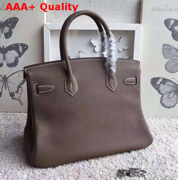 Hermes Birkin 30 Mushroom Grey Togo Leather Silver Lock Replica