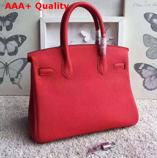 Hermes Birkin 30 Red Togo Leather with Silver Lock Replica