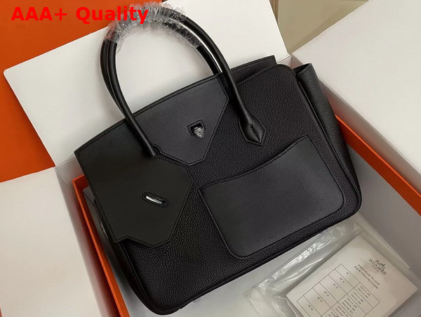 Hermes Birkin 30 Sellier en Desordre Black Togo and Swift Calfskin Palladium Hardware Replica