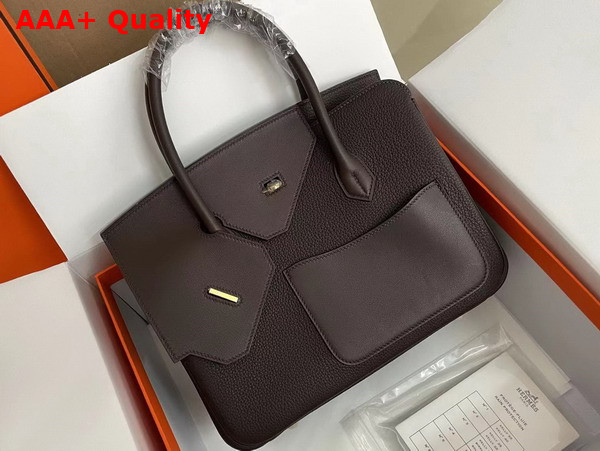 Hermes Birkin 30 Sellier en Desordre Saddle Brown Togo and Swift Calfskin Palladium Hardware Replica