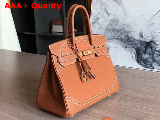 Hermes Birkin 30 Tan Togo Calfskin and Lace Swift Calfskin Replica