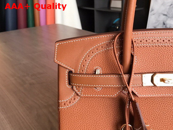 Hermes Birkin 30 Tan Togo Calfskin and Lace Swift Calfskin Replica