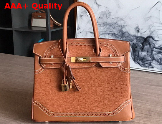 Hermes Birkin 30 Tan Togo Calfskin and Lace Swift Calfskin Replica