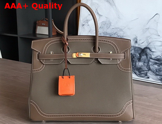 Hermes Birkin 30 Taupe Togo Calfskin and Lace Swift Calfskin Replica