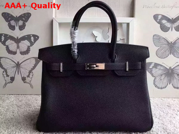 Hermes Birkin 30 in Black Togo Leather with Silver Lock Replica