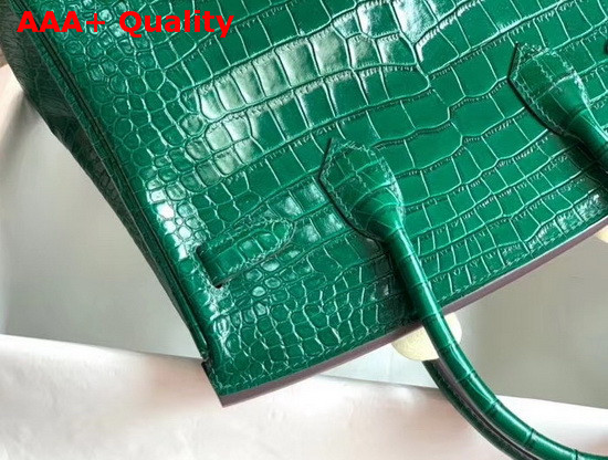 Hermes Birkin 30 in Green Crocodile Embossed Calfskin Replica