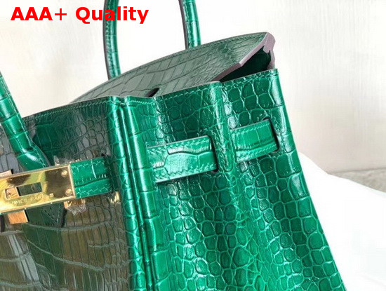 Hermes Birkin 30 in Green Crocodile Embossed Calfskin Replica