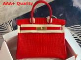 Hermes Birkin 30 in Red Crocodile Embossed Calfskin Replica