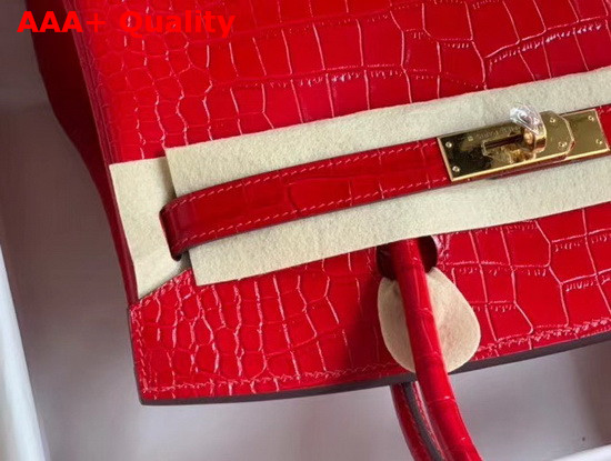 Hermes Birkin 30 in Red Crocodile Embossed Calfskin Replica