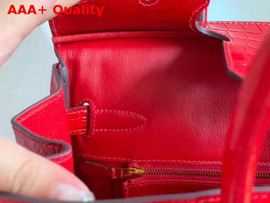 Hermes Birkin 30 in Red Crocodile Embossed Calfskin Replica