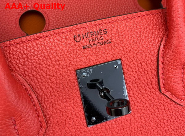 Hermes Birkin 30 in Red Togo Calfskin with Orange Lining Replica