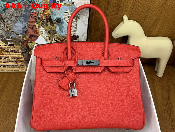 Hermes Birkin 30 in Red Togo Calfskin with Orange Lining Replica