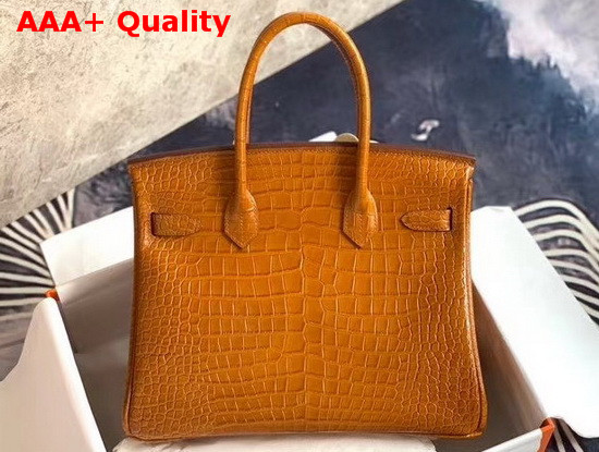 Hermes Birkin 30 in Tan Crocodile Embossed Calfskin Replica