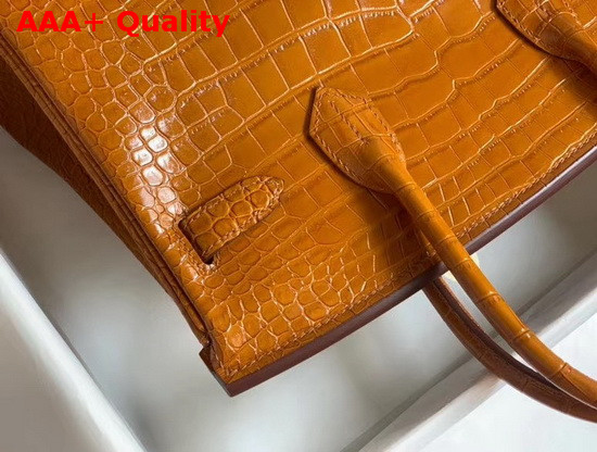 Hermes Birkin 30 in Tan Crocodile Embossed Calfskin Replica