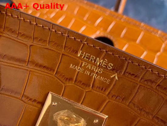 Hermes Birkin 30 in Tan Crocodile Embossed Calfskin Replica