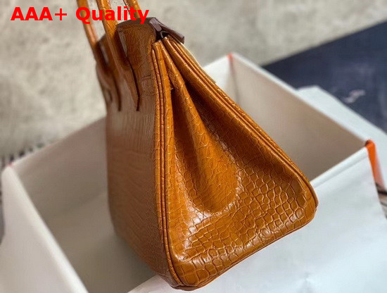 Hermes Birkin 30 in Tan Crocodile Embossed Calfskin Replica