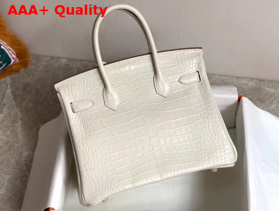 Hermes Birkin 30 in White Crocodile Embossed Calfskin Replica