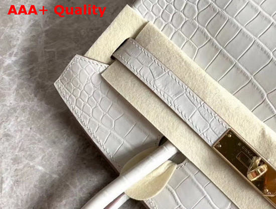 Hermes Birkin 30 in White Crocodile Embossed Calfskin Replica