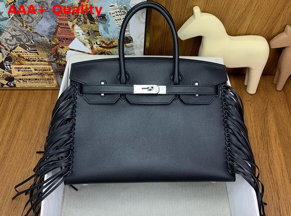 Hermes Birkin 30cm Sellier Anate Black Evergrain Leather Replica