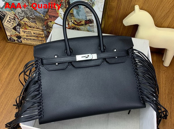 Hermes Birkin 30cm Sellier Anate Black Evergrain Leather Replica