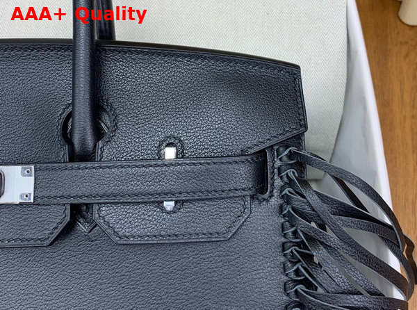 Hermes Birkin 30cm Sellier Anate Black Evergrain Leather Replica