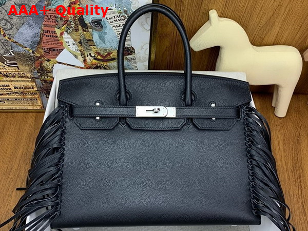 Hermes Birkin 30cm Sellier Anate Black Evergrain Leather Replica