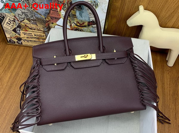 Hermes Birkin 30cm Sellier Anate Wine Red Evergrain Leather Replica