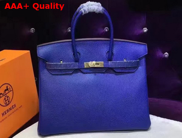 Hermes Birkin 35 Blue Togo Leather Gold Hardware Replica